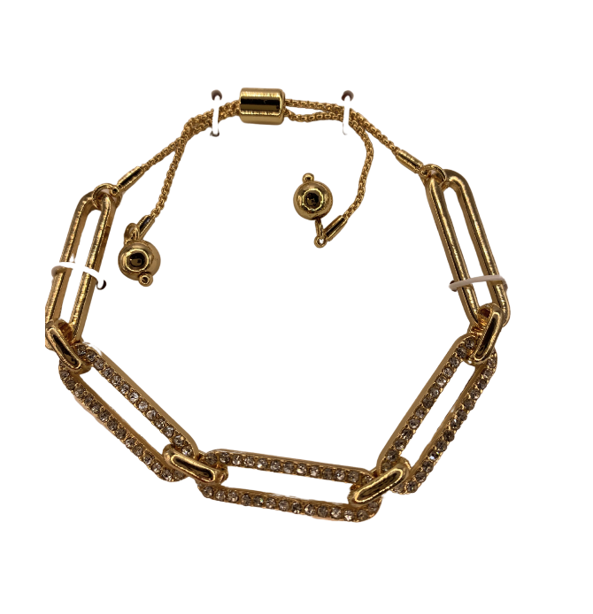 Gold Rhinestone Paperclip Bracelet