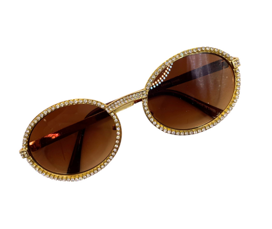 Rounded Oval Rhinestone Trim Sun