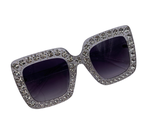 Rounded Rhinestone Wide Lense Sunglasses
