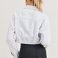 Cropped White Denim Jacket with Ribbed Hem