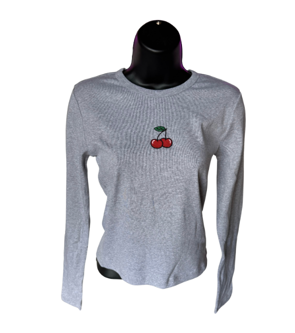 Cherry Grey Long Sleeve Tee