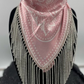 Silk Bandana with Rhinestone Fringe