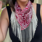 Silk Bandana with Rhinestone Fringe