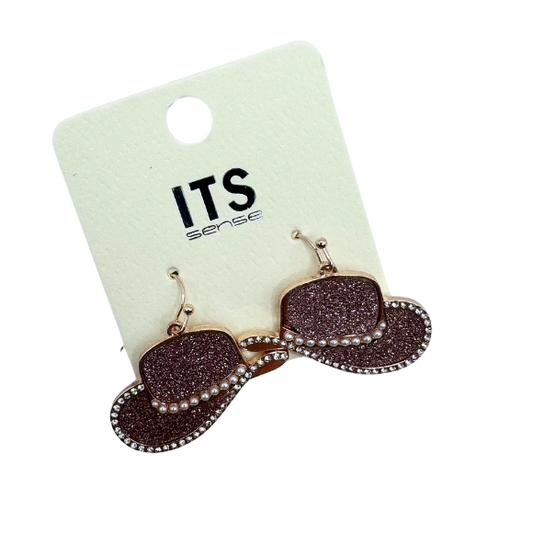 Hat Glitter Pearl Earring