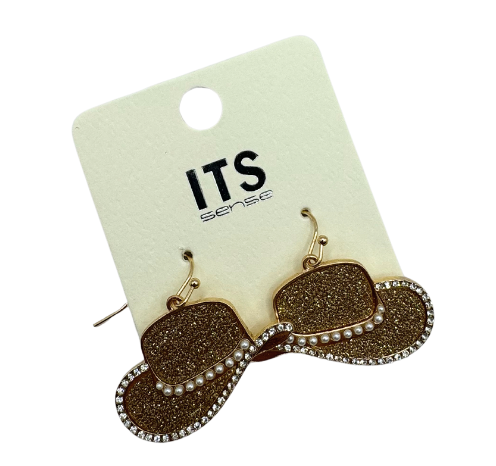 Hat Glitter Pearl Earring