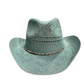Blue Woven Cowboy Hat with Beaded Band