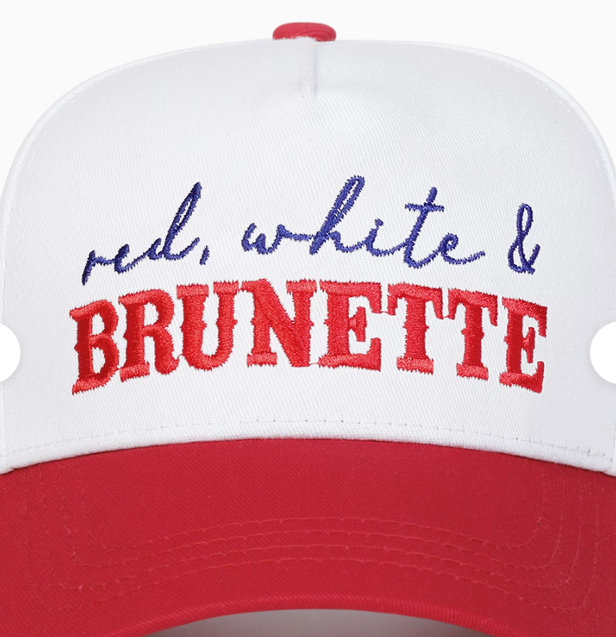 Red, White and Brunette Trucker Hat