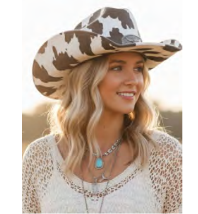 cowboy print cowboy hat with buckle