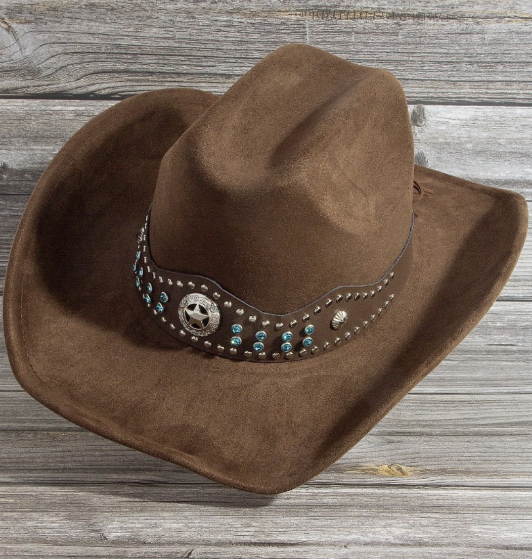 Chocolate Brown Suede Cowboy Hat