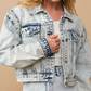 Acid Washed Denim Jacket with Beading