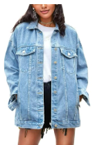 Oversized Denim Jacket with Patches