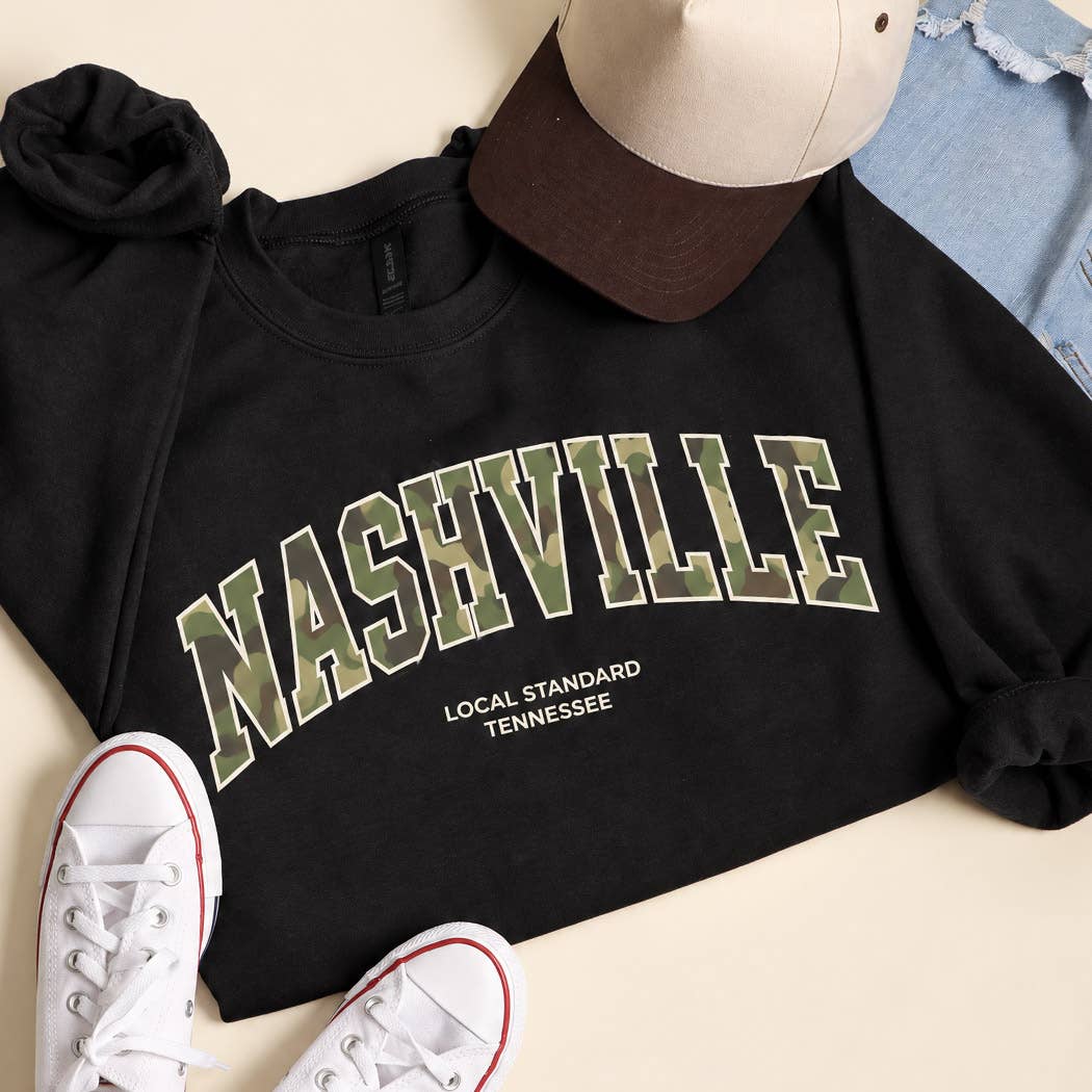 NASHVILLE TENNESSEE Collegiate Graphic Crewneck Sweatshirt