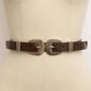 Double Buckle Faux Leather Western Style Belt