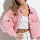 Star Rhinestone Fringe Back Elastic Denim Jacket
