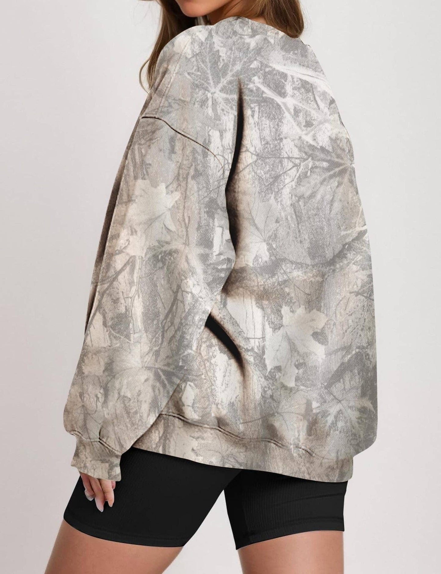 Suhkasana - Camo Branch Print Oversized Crewneck Sweatshirt