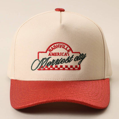 Nashville Merriest City Embroidered Glitter Brim Trucker Hat