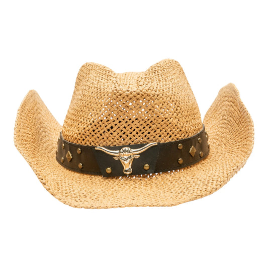 Straw Western Long Horn Cowboy Hat