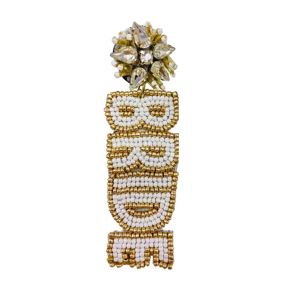 Bachelorette Party Supplies | Bride Seed Beaded Drop Earrings
