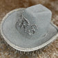 Silver MRS Rhinestone Tassel Cowboy Hat
