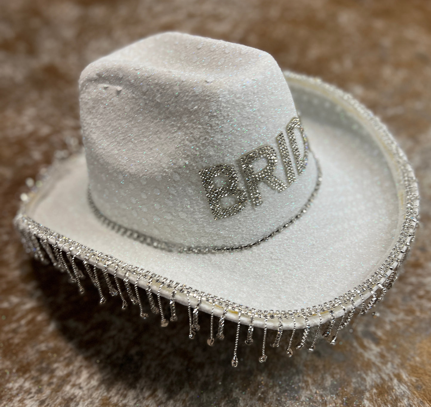 White Bride Glitter Cowboy Hat