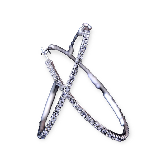 Silver Crystal Hoop Earrings