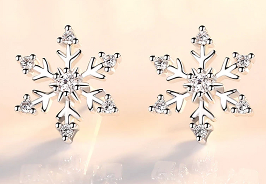 Silver Snowflake Stud Earrings