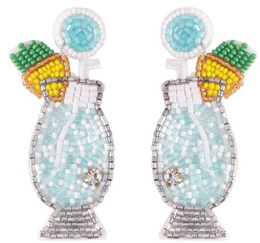 Blue Cocktail Dangle Earrings