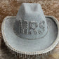 Silver MRS Rhinestone Tassel Cowboy Hat