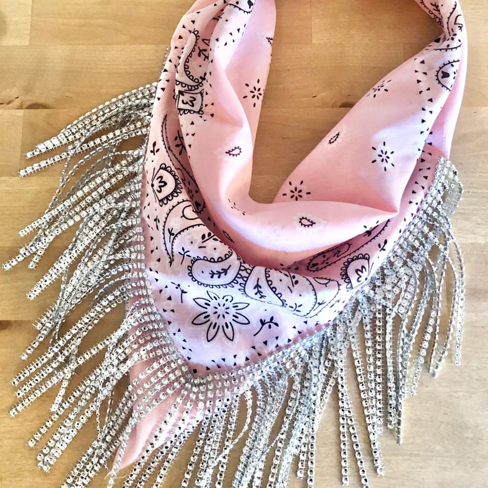 Bachelorette Party Supplies | Rhinestone Bandana Pink